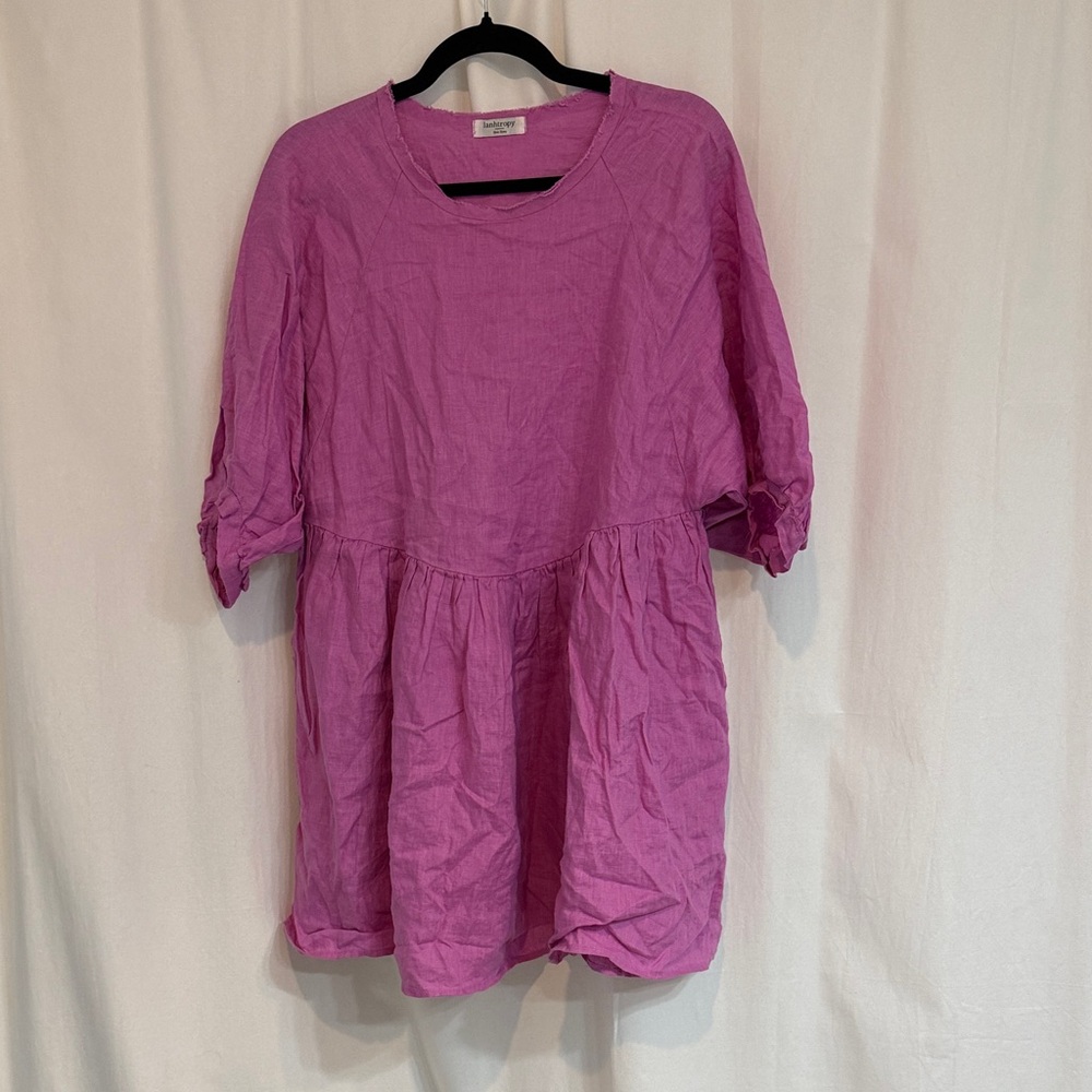 Women’s Pink Linen Swim Coverup Tunic